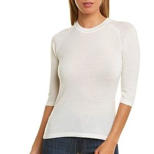 Vince Elbow-Sleeve Wool & Cashmere-Blend Sweat, Size S, new with tag, off white